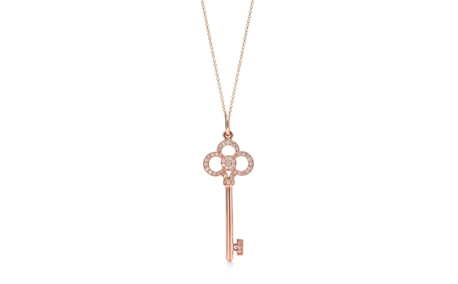 Tiffany Keys 18K玫瑰金鑽石鑰匙王冠吊墜