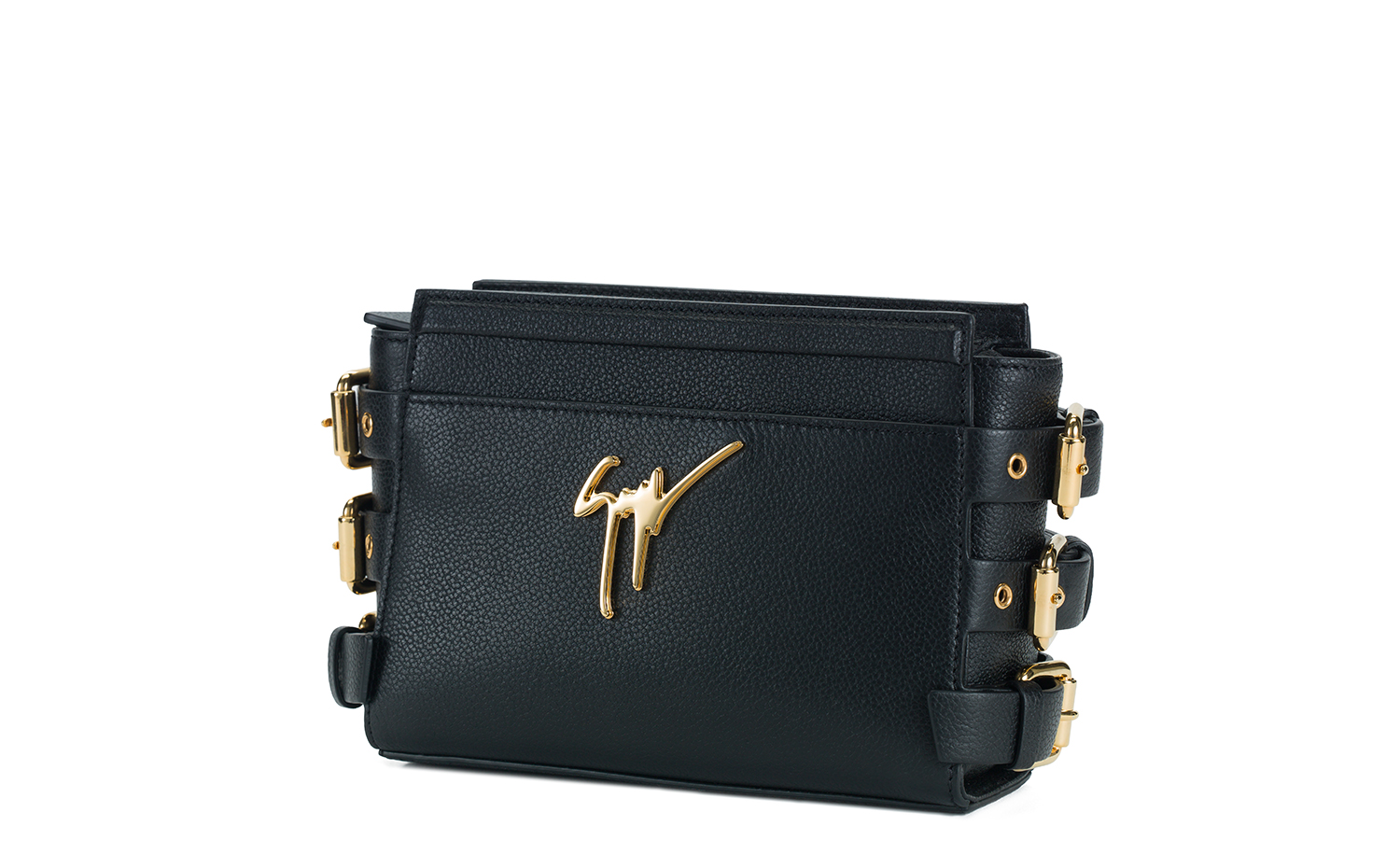 Giuseppe Zanotti Design Black calf leather Mini G#17 handbag