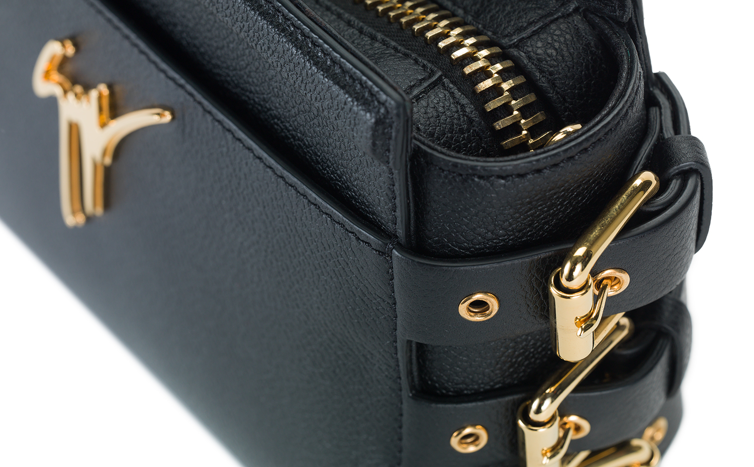 Giuseppe Zanotti Design Black calf leather Mini G#17 handbag