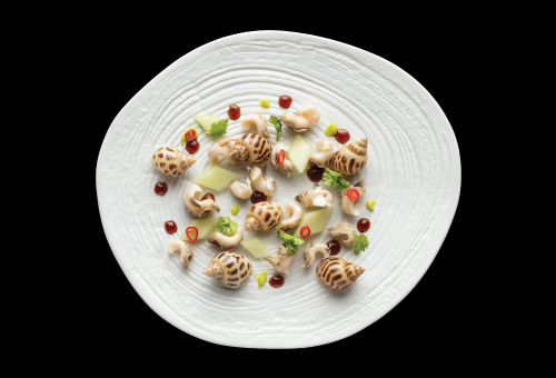 Dynasty 8 Fresh whelk marinated in wasabi flavoured dressing