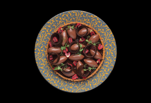 Chocolate and raspberry tart