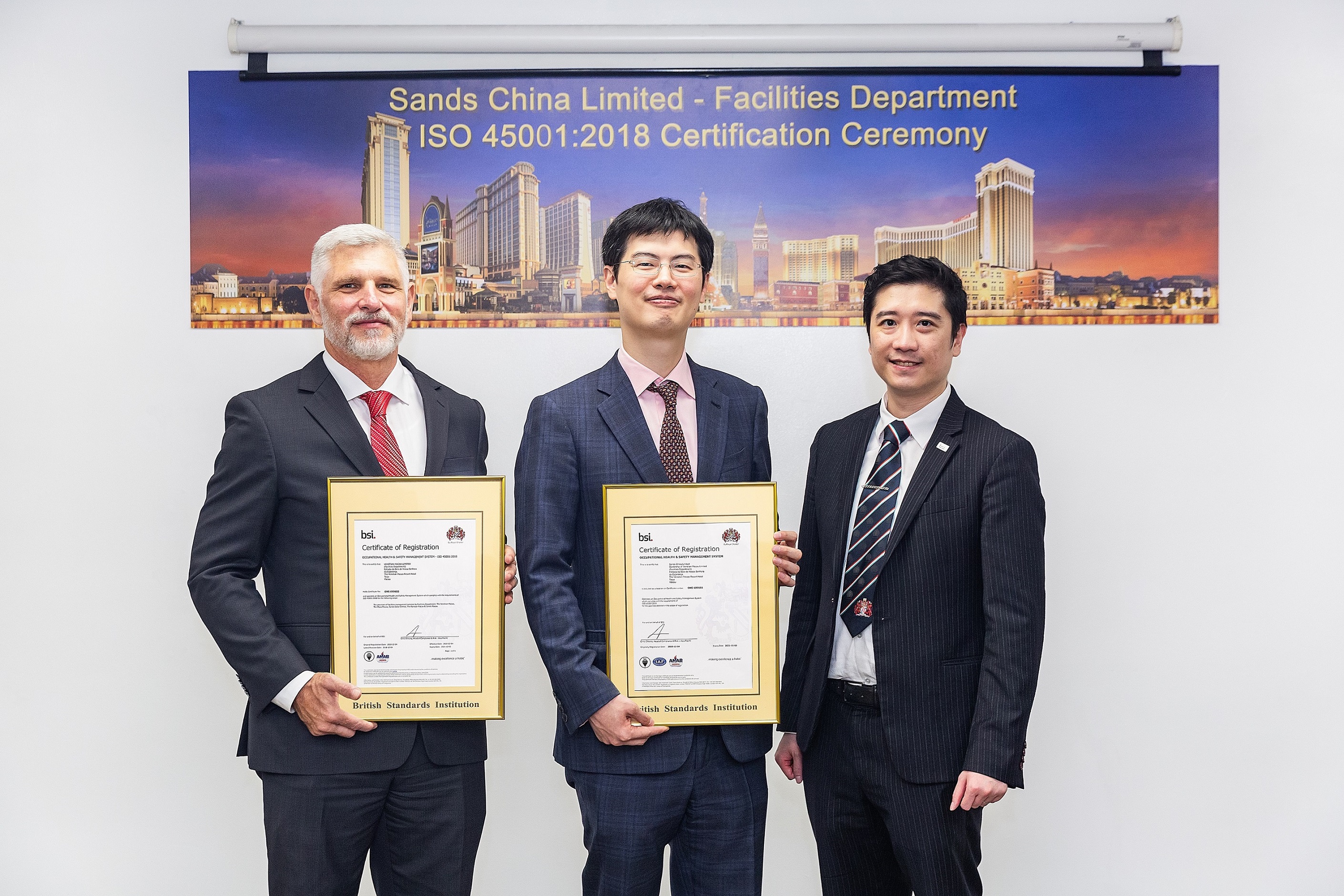 Sands China the fifth ISO certification 