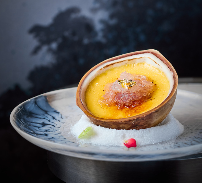 Caramel Egg Pudding in Coconut